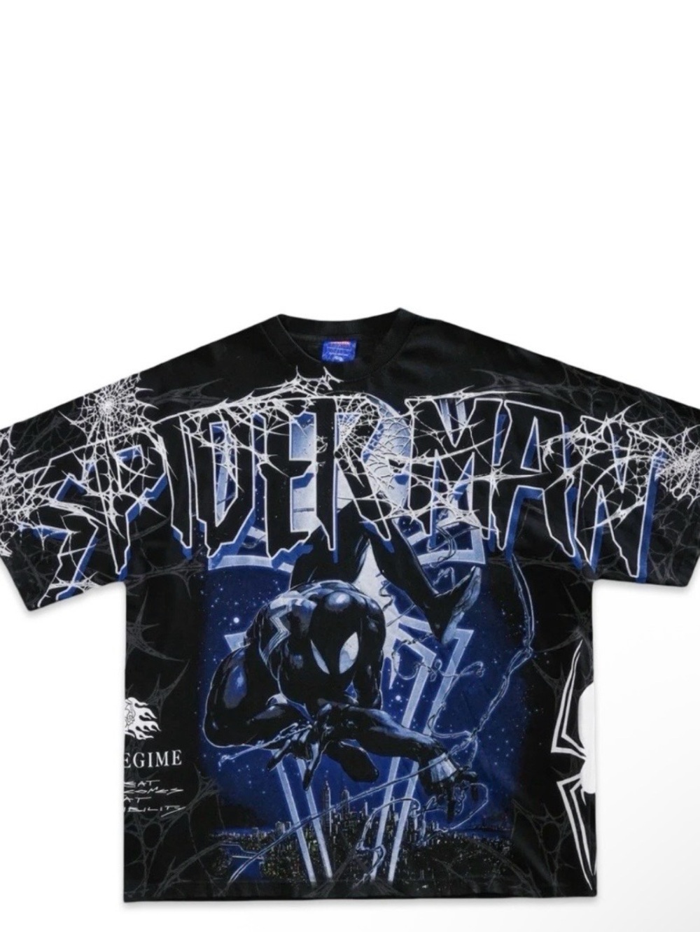 Civil Regime x Spiderman Night Mode Classic American Oversized Black Tee size me